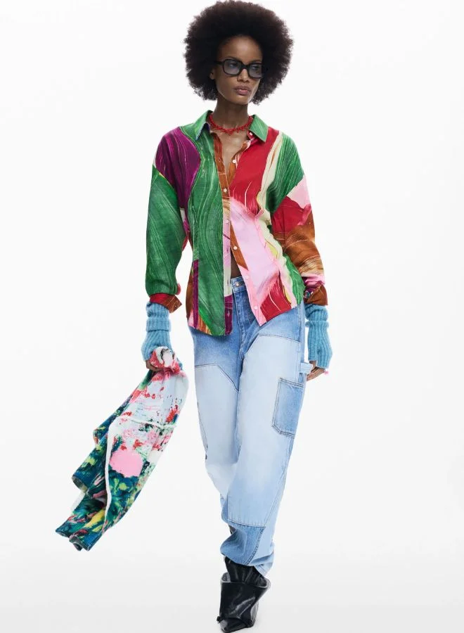 ديسيجوال قميص مطبوع ضيق